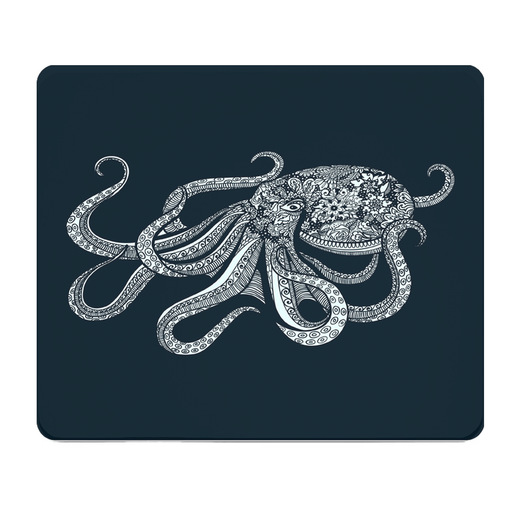 Navy Octopus Drawing Thick Mouse Pad Desk Mat For Artists