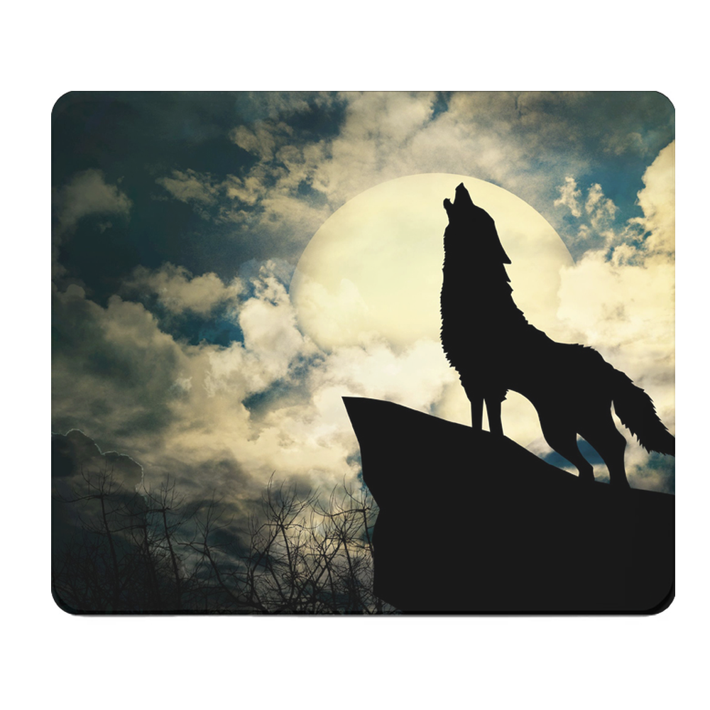 Wolf Howling At Moon Thick Mouse Pad Desk Mat For Gaming