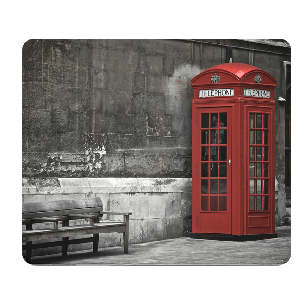 British Red Telephone Booth Thick Mouse Pad Desk Accessory