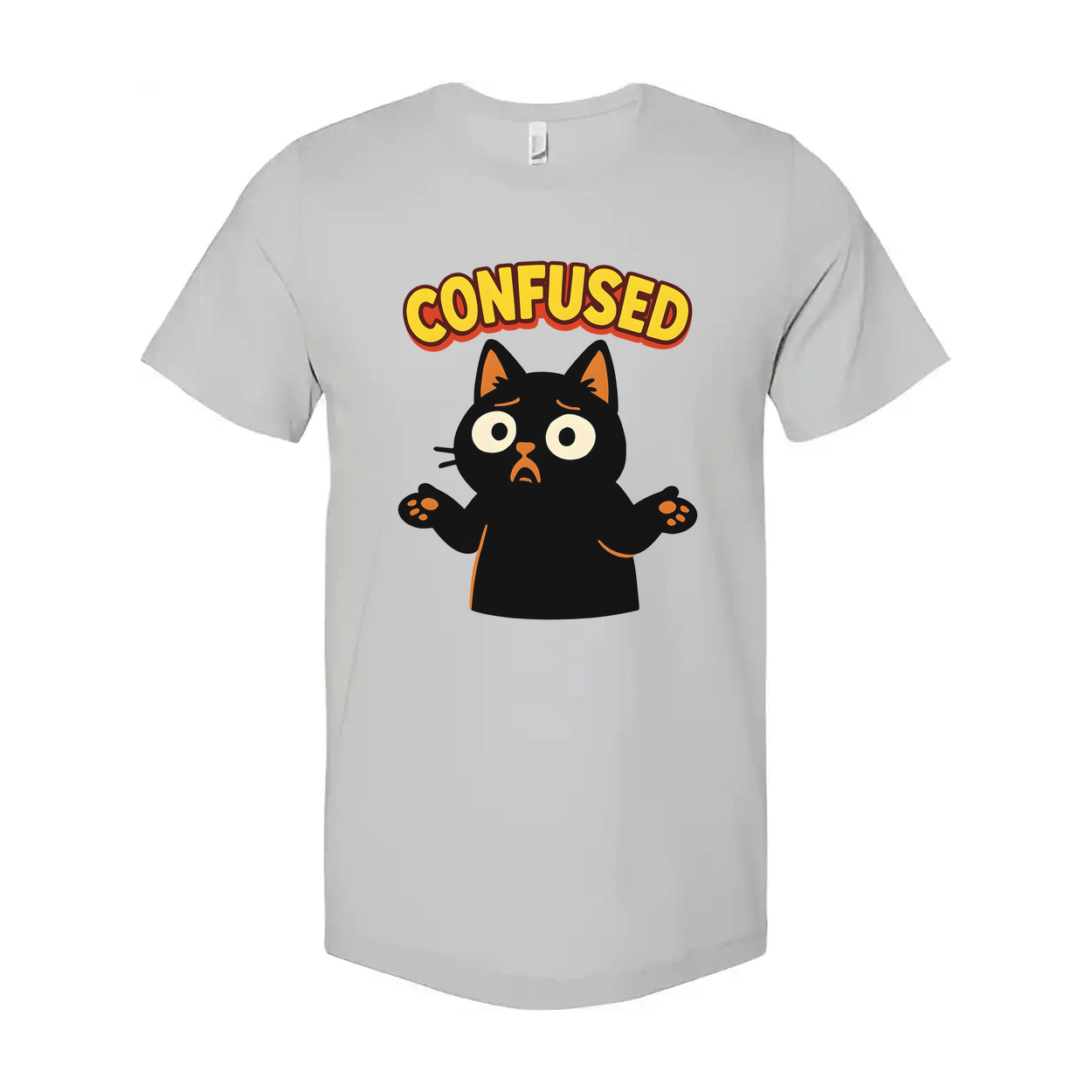 Confused Black Cat Unisex T Shirt Graphic Tee Gift Idea