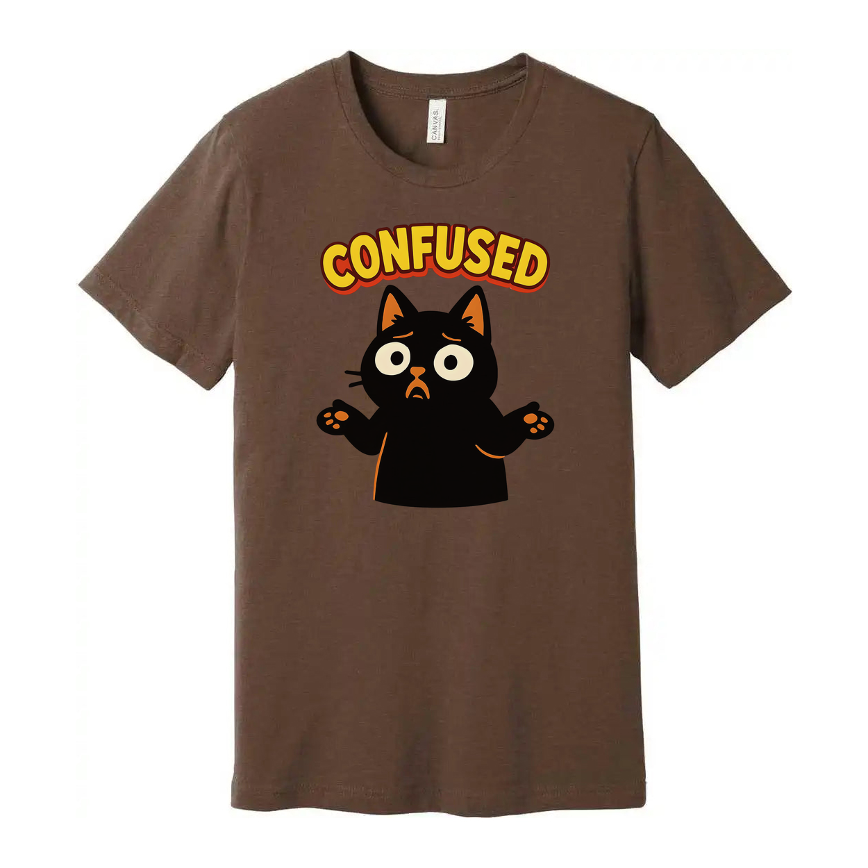 Confused Black Cat Unisex T Shirt Graphic Tee Gift Idea