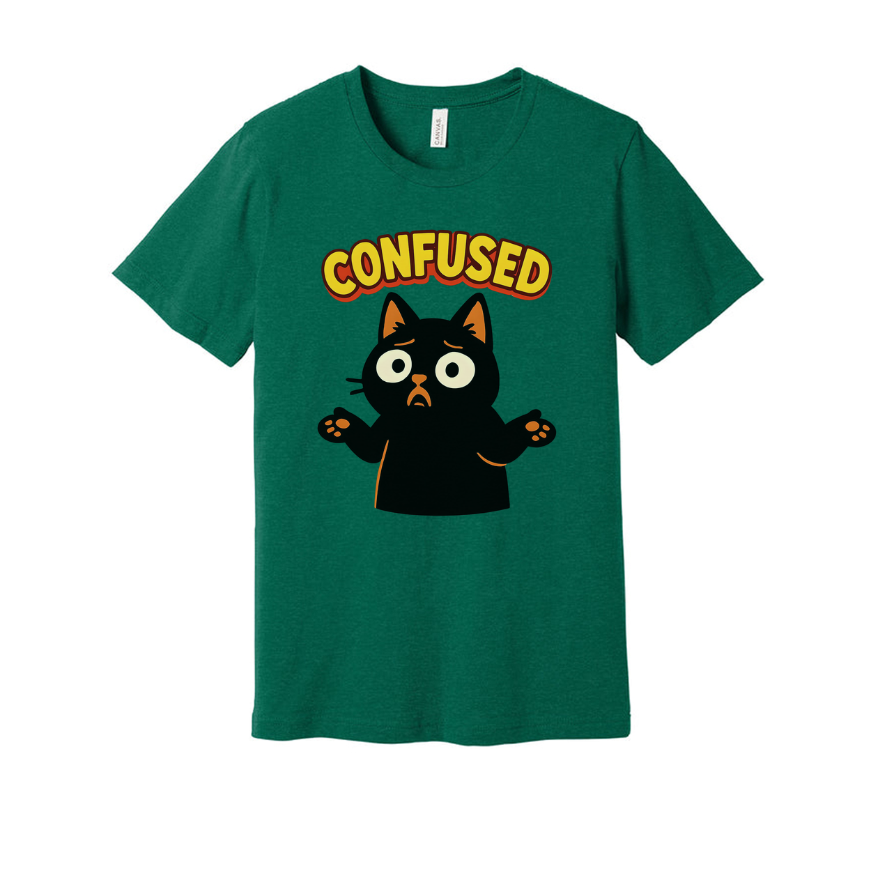 Confused Black Cat Unisex T Shirt Graphic Tee Gift Idea