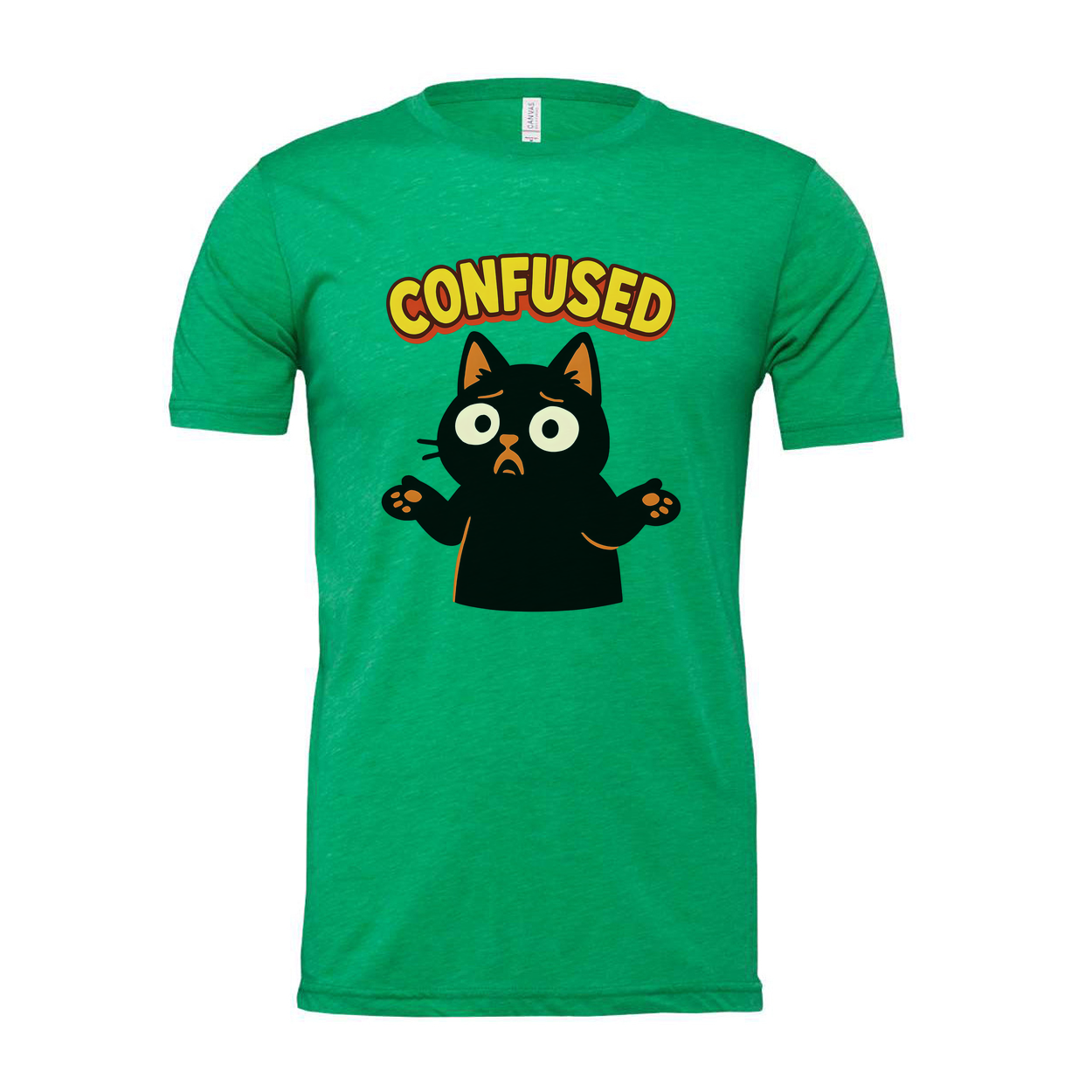 Confused Black Cat Unisex T Shirt Graphic Tee Gift Idea