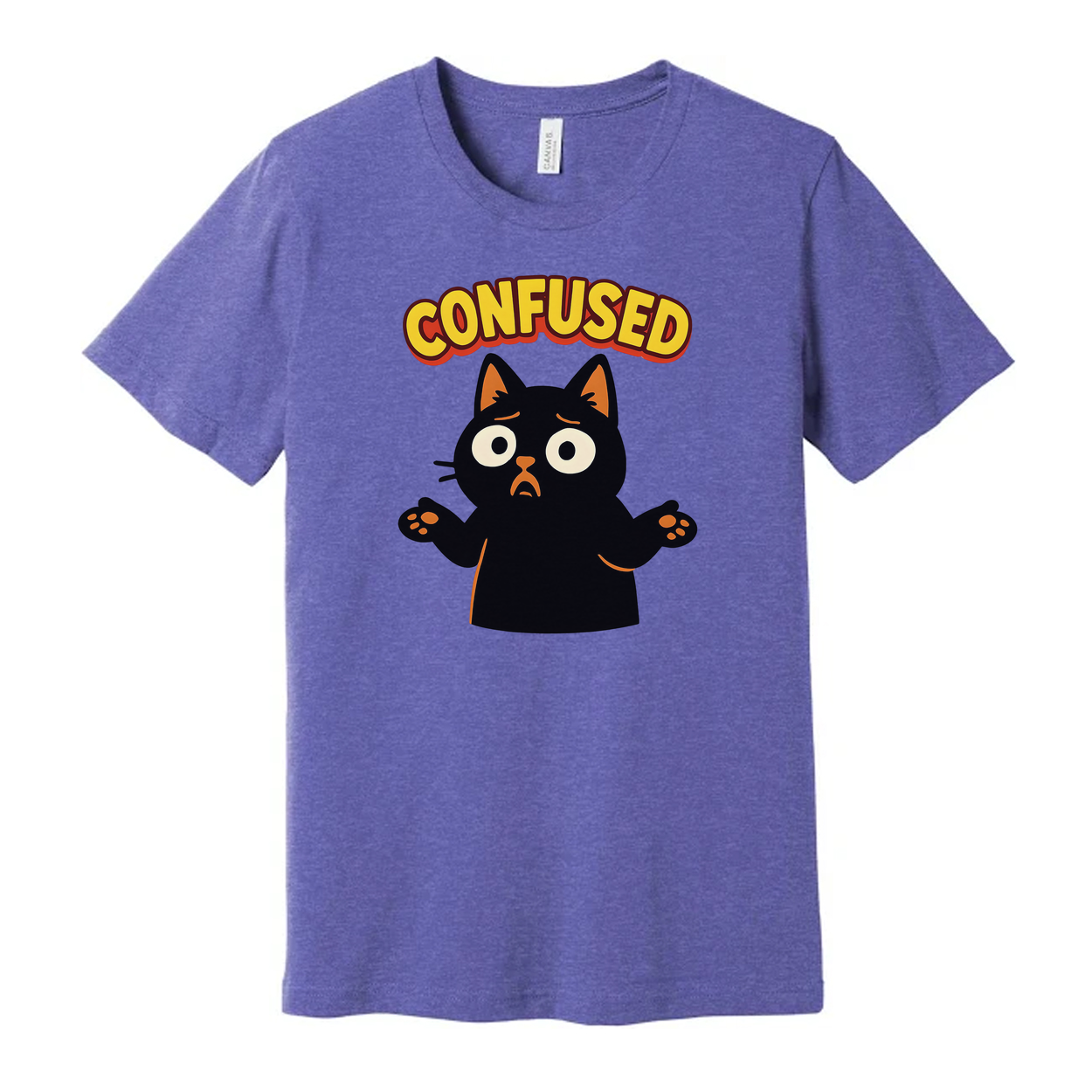 Confused Black Cat Unisex T Shirt Graphic Tee Gift Idea