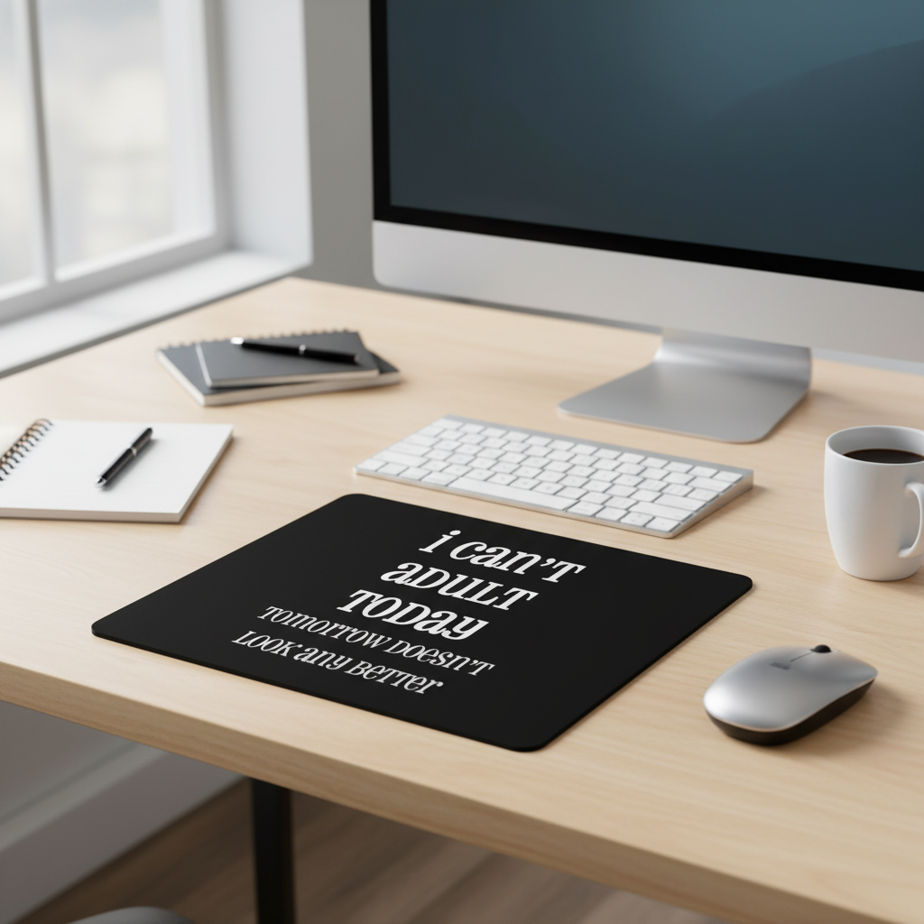 I Cant Adult Today Thick Mouse Pad Desk Mat Gaming Office
