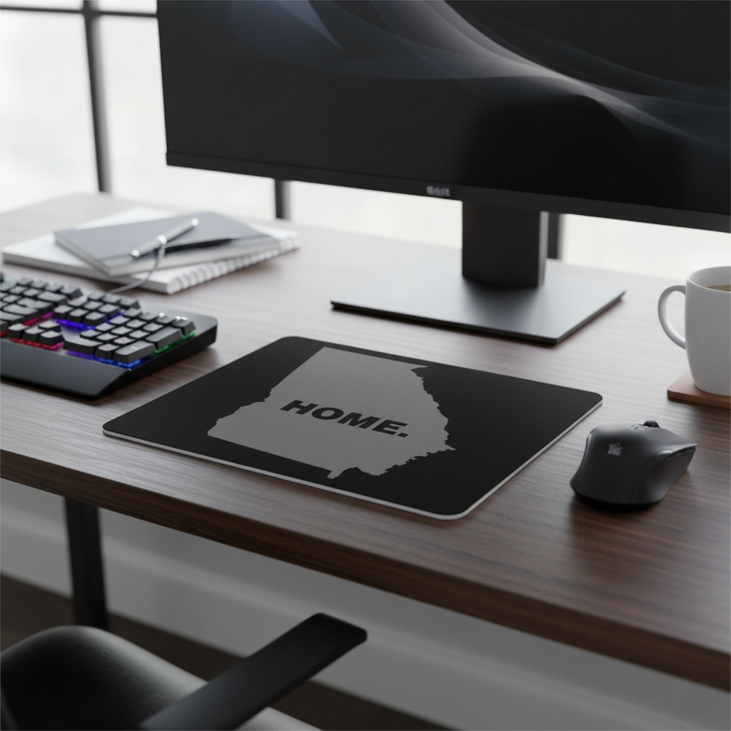 Georgia State Outline Home Grey Thick Mouse Pad Desk Mat