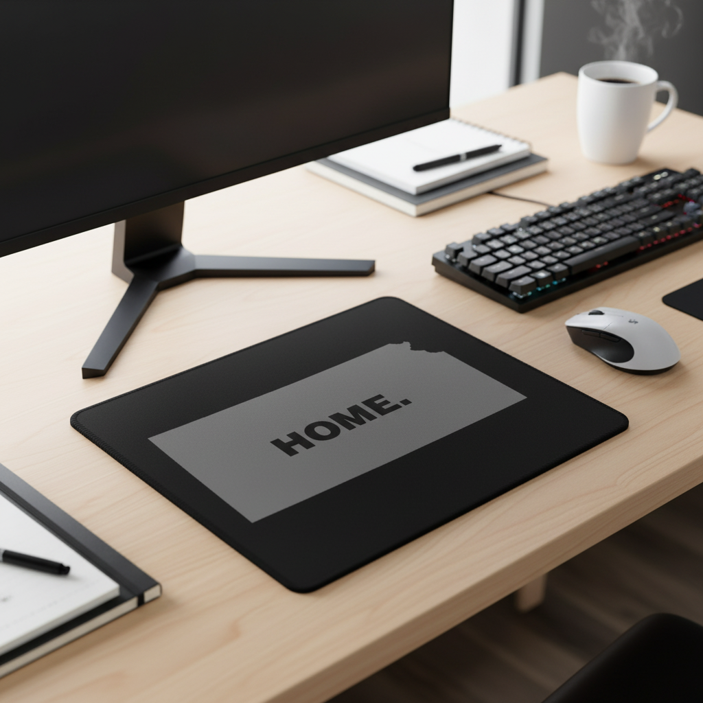 Kansas State Outline Home Grey Thick Desk Mouse Pad