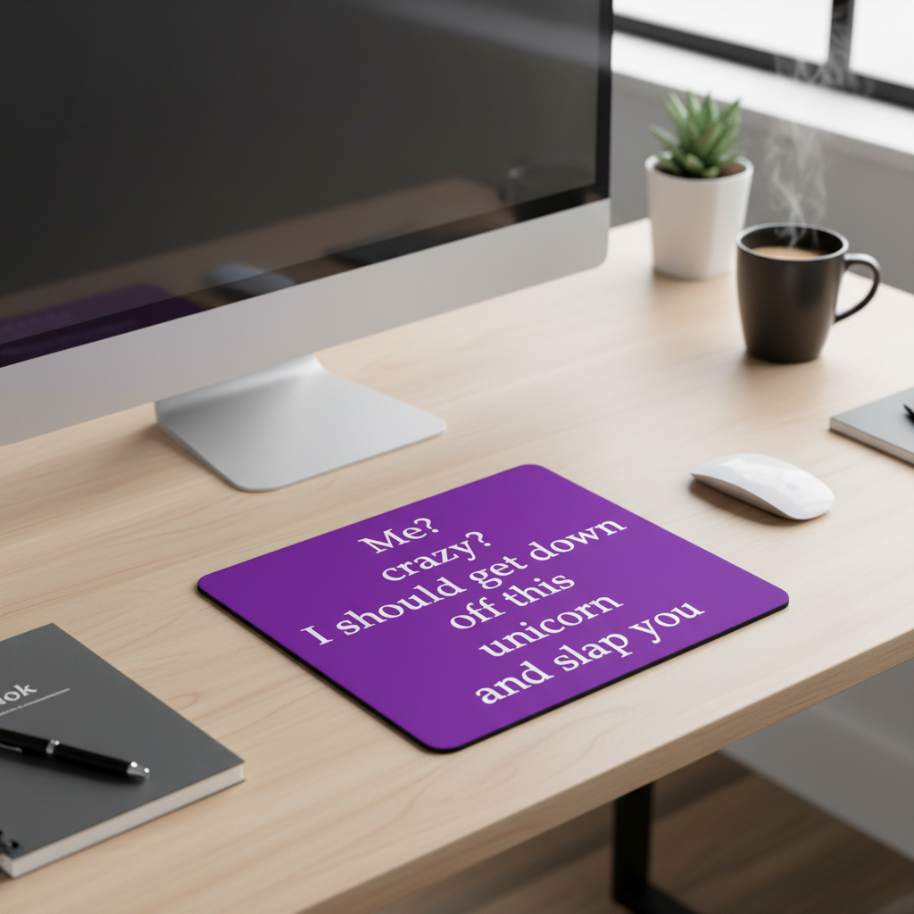 Me Crazy I Should Get Down From Unicorn Purple Mouse Pad