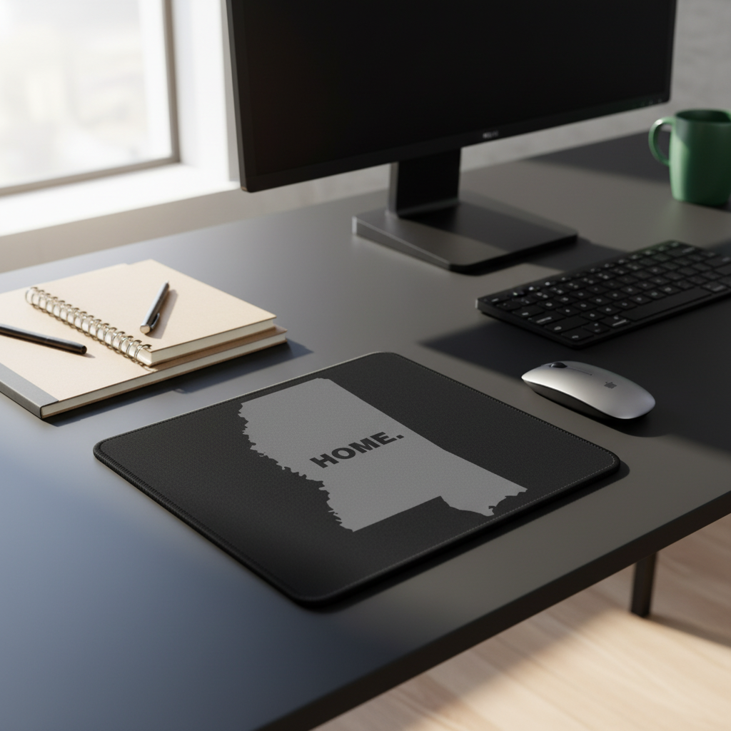 Mississippi State Outline Home Grey Thick Mouse Pad Desk