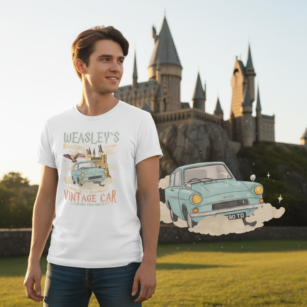 Weasleys Vintage Car Graphic Unisex Short Sleeve T Shirt