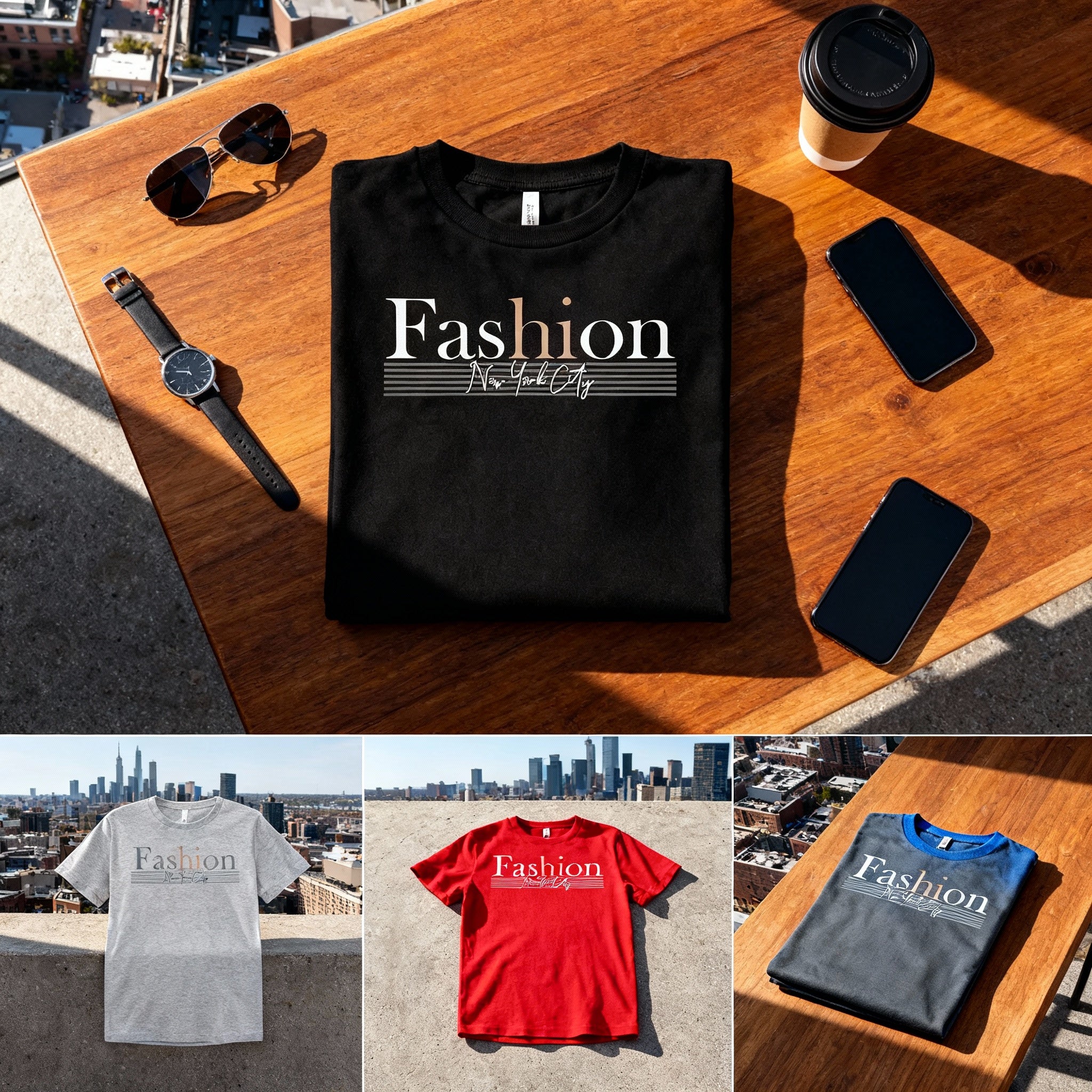 Fashion New York Graphic T Shirt Unisex Casual Tee With Striped Backdrop Design Elements