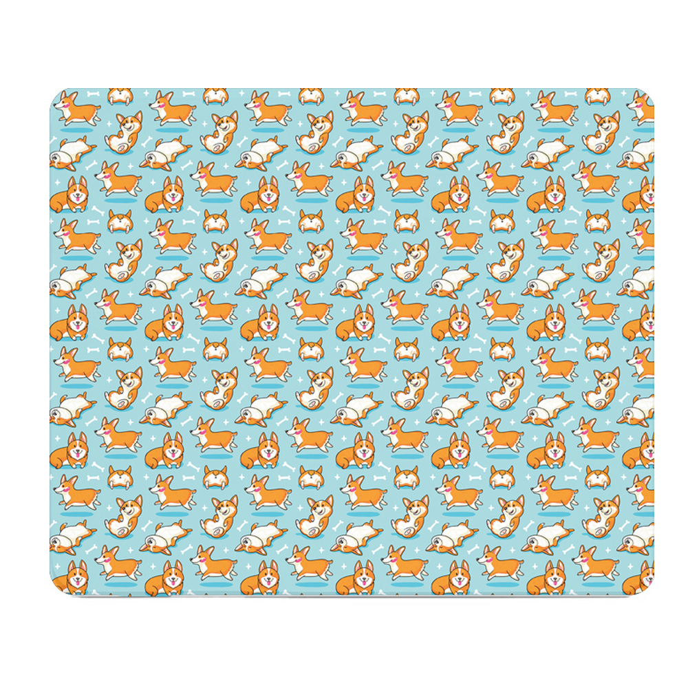 Blue Thick Corgi Pattern Mouse Pad For Comfort Glide
