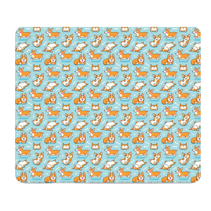 Blue Thick Corgi Pattern Mouse Pad For Comfort Glide