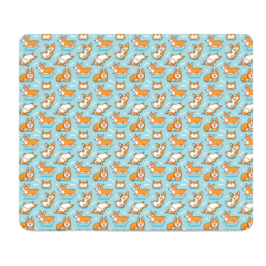Blue Thick Corgi Pattern Mouse Pad For Comfort Glide