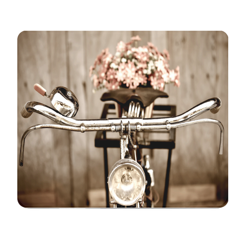 Vintage Bike and Flowers Thick Mouse Pad for Desk Decor