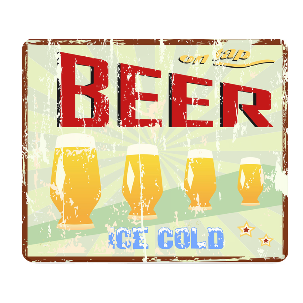 Vintage Beer Sign Thick Mouse Pad For Desk Accent Decor