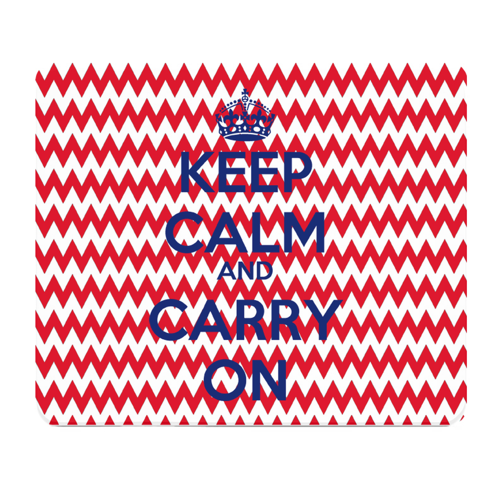 Red Chevron Keep Calm And Carry On Thick Premium Mouse Pad