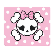 Pink Polka Dot Skull Girl Thick Cushioned Mouse Pad