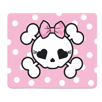 Pink Polka Dot Skull Girl Thick Cushioned Mouse Pad