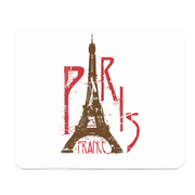 Paris France On White Thick Mouse Pad With Eiffel Design
