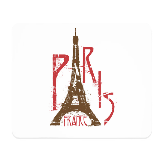 Paris France On White Thick Mouse Pad With Eiffel Design