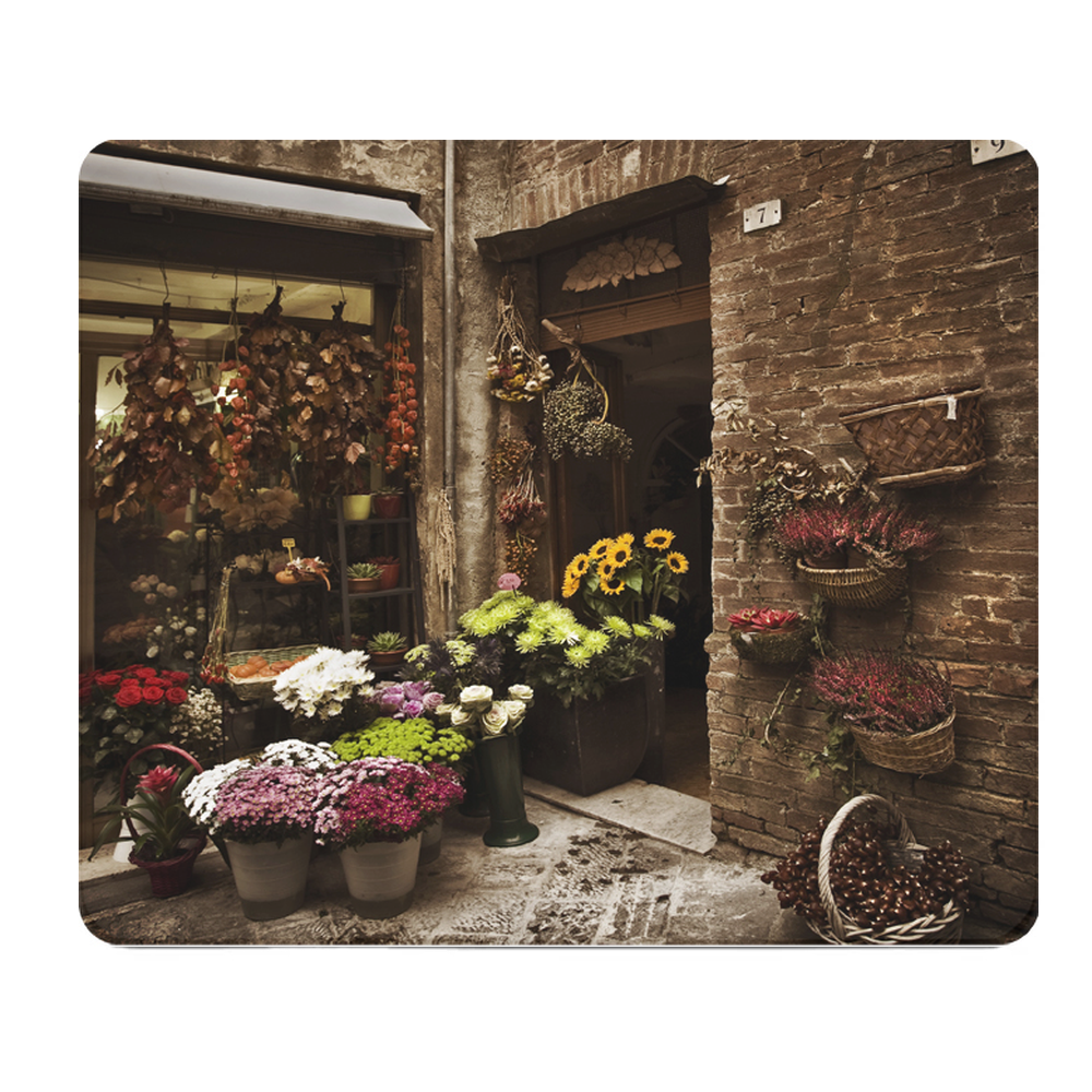 Old Tuscan Flower Shop Thick Mouse Pad With Rustic Charm