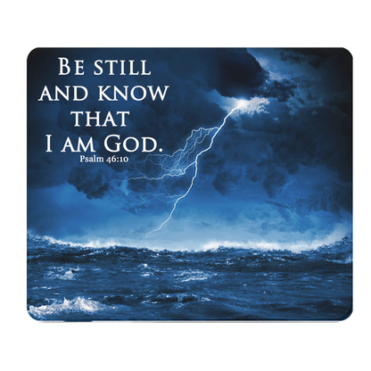 Ocean Storm Be Still Quote Thick Blue Seascape Mouse Pad