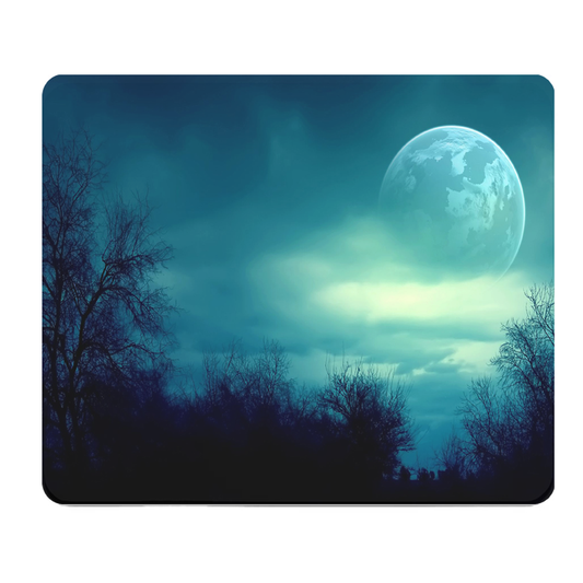 Full Moon Night Blue Thick Mouse Pad for Desk Workspace