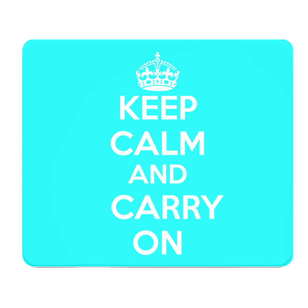 Keep Calm And Carry On Baby Blue Thick Desk Mouse Pad