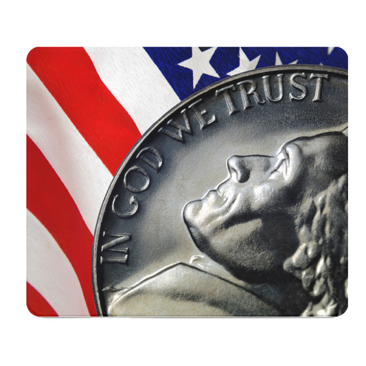 In God We Trust Thick USA Flag Coin Mouse Pad