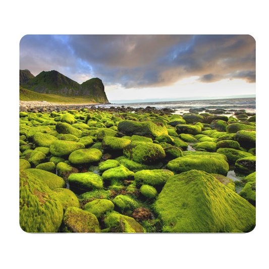 Iceland Shore Thick Mouse Pad Mossy Coastal Scene Texture
