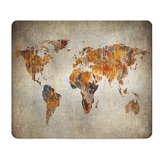 Grunge World Map Thick Mouse Pad With Vintage Design