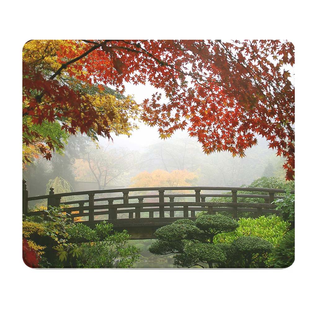 Fall Morning Misty Garden Thick Mouse Pad for Desk