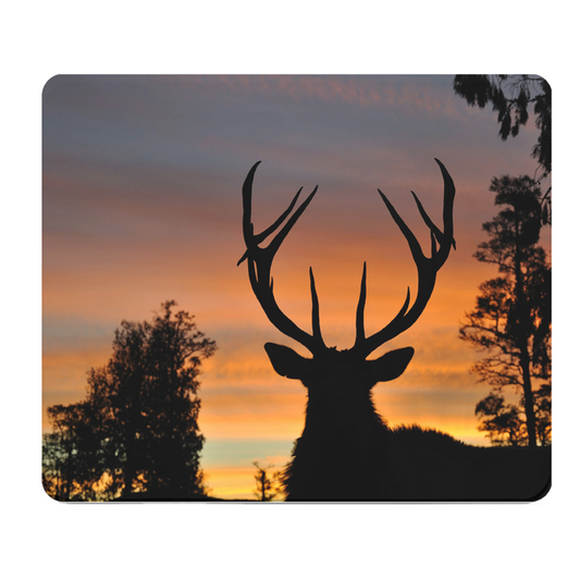 Sunset Deer Silhouette Thick Mouse Pad For Desk Decor