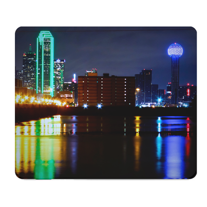 Colorful Downtown Dallas Thick Neon City Night Mouse Pad