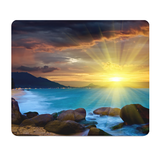 Beach Sunset Blue Ocean Thick Mouse Pad For Desk Use