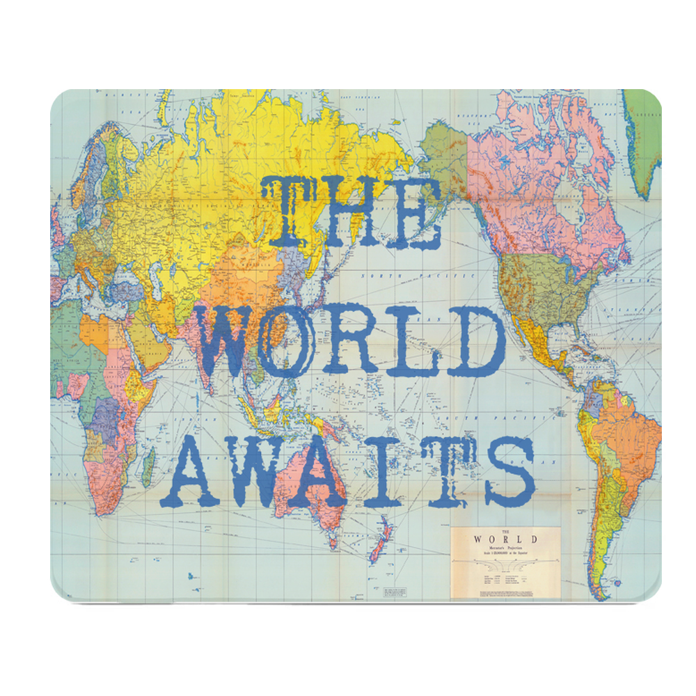 World Map Mouse Pad Thick Desk Mat Travel The World