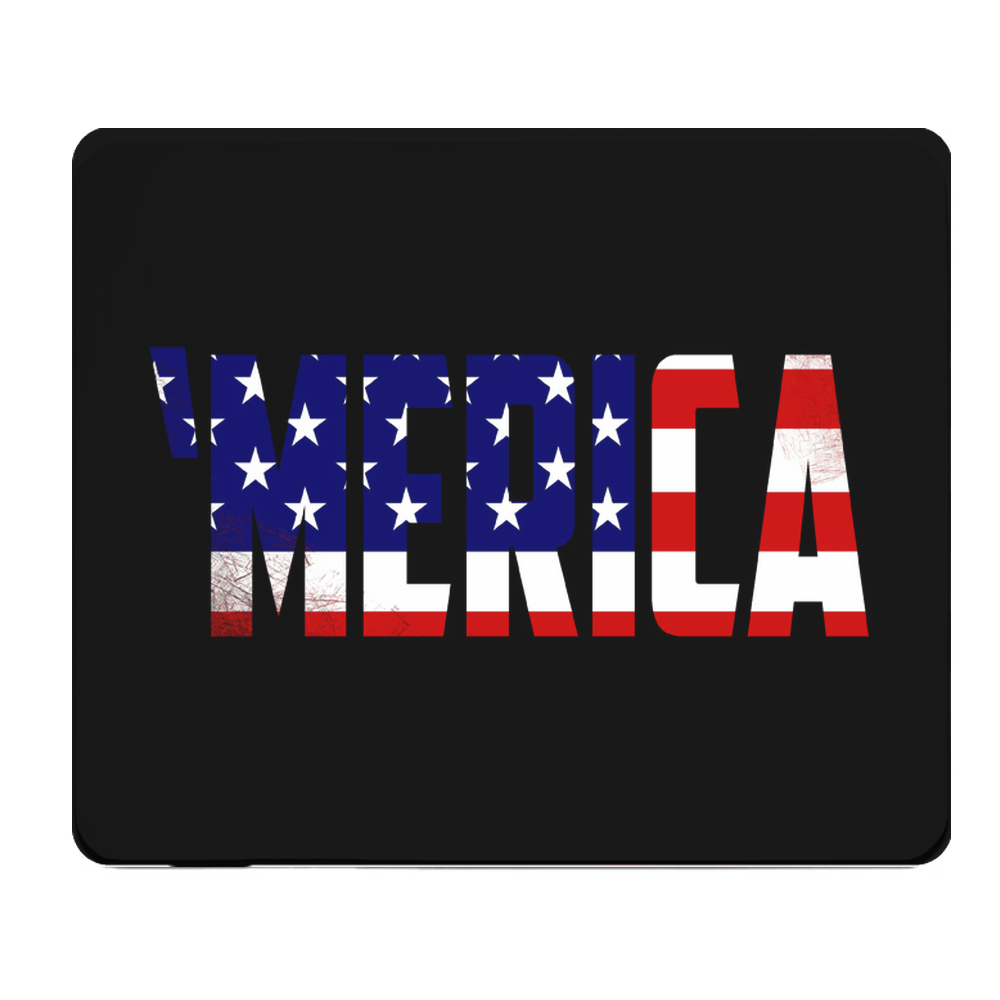 Merica With Flag Outline Thick Mouse Pad For Patriotism