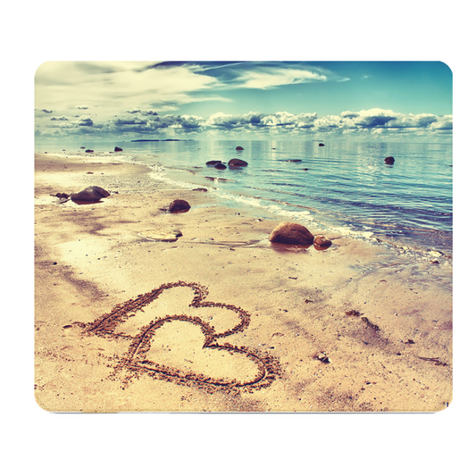 Beach With Hearts In Sand Thick Mouse Pad Desk Accessory