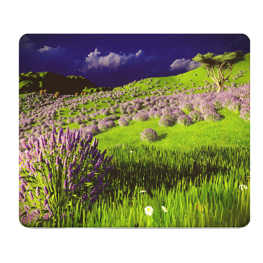 Lavender Field Landscape Thick Mouse Pad With Tree