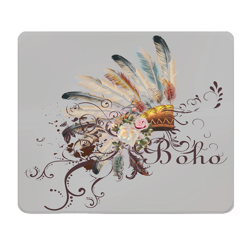 Boho Indian Headdress With Flowers Thick Soft Mouse Pad