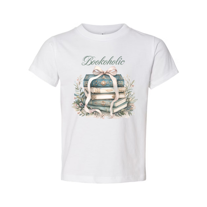 Bookoholic Stack of Books With Ribbon Flowers Unisex Tee