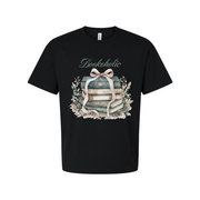 Bookoholic Stack of Books With Ribbon Flowers Unisex Tee