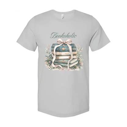 Bookoholic Stack of Books With Ribbon Flowers Unisex Tee