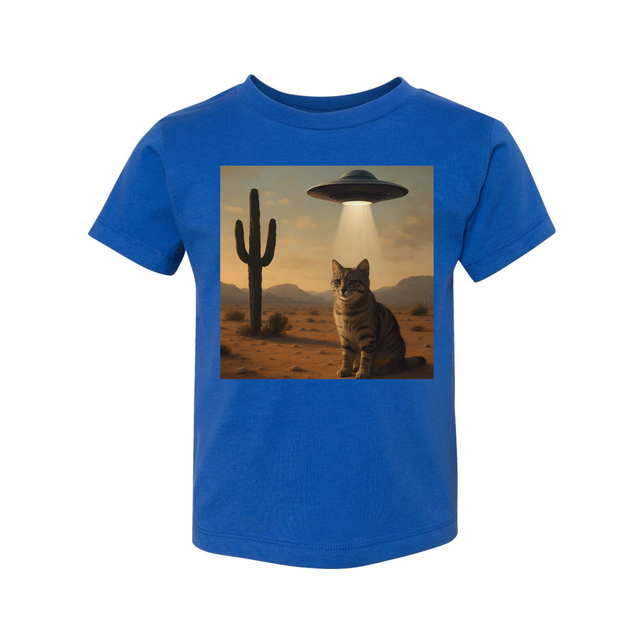 Sifi Cat In Desert With UFO Unisex Tee Graphic Design