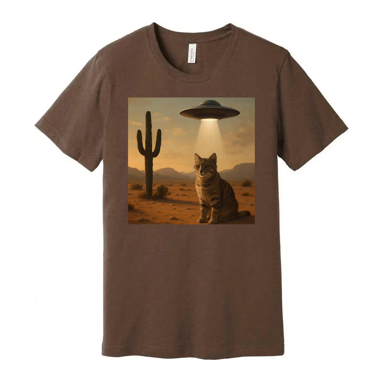 Sifi Cat In Desert With UFO Unisex Tee Graphic Design