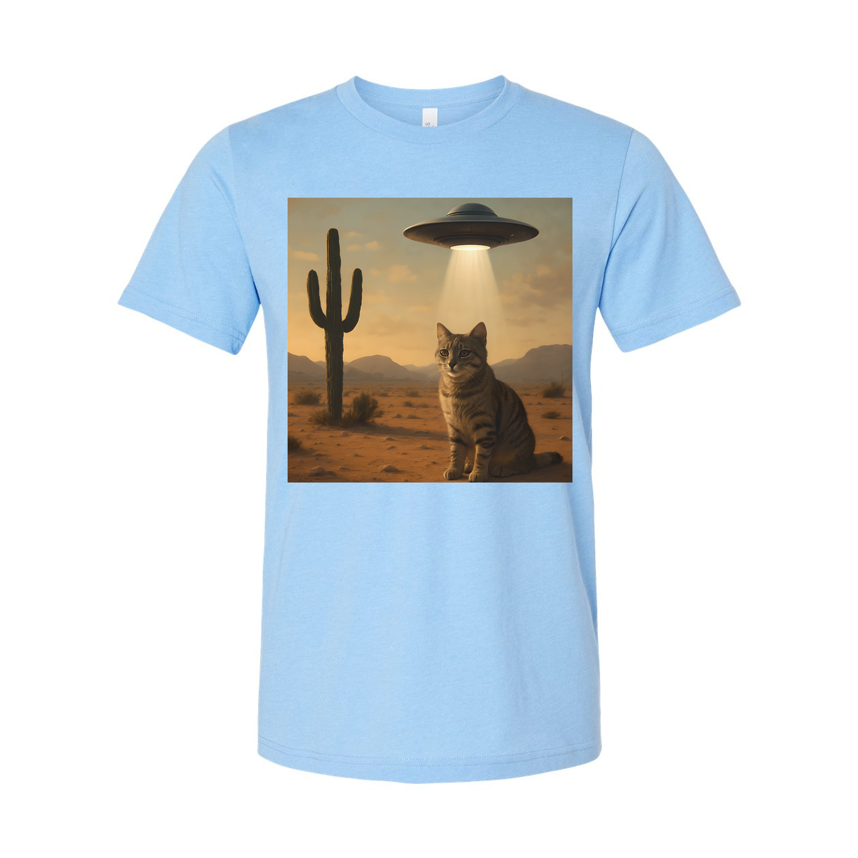 Sifi Cat In Desert With UFO Unisex Tee Graphic Design