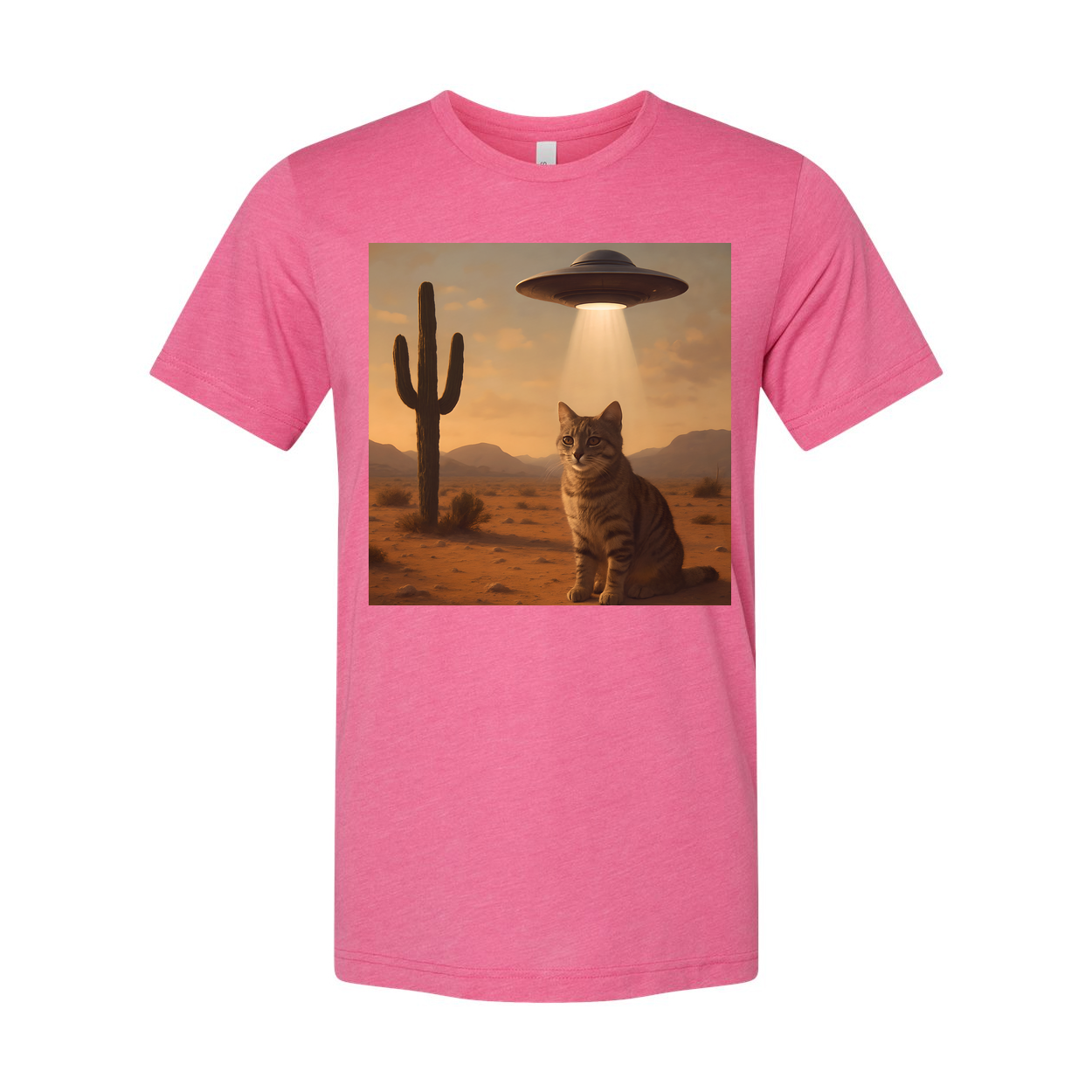 Sifi Cat In Desert With UFO Unisex Tee Graphic Design