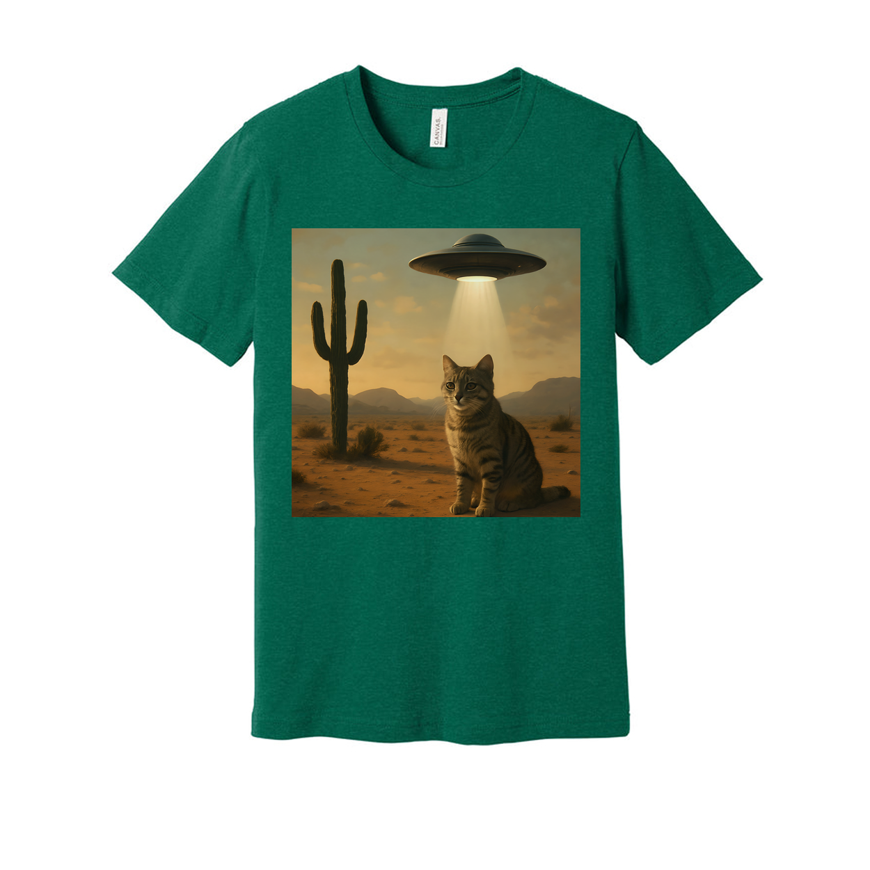 Sifi Cat In Desert With UFO Unisex Tee Graphic Design