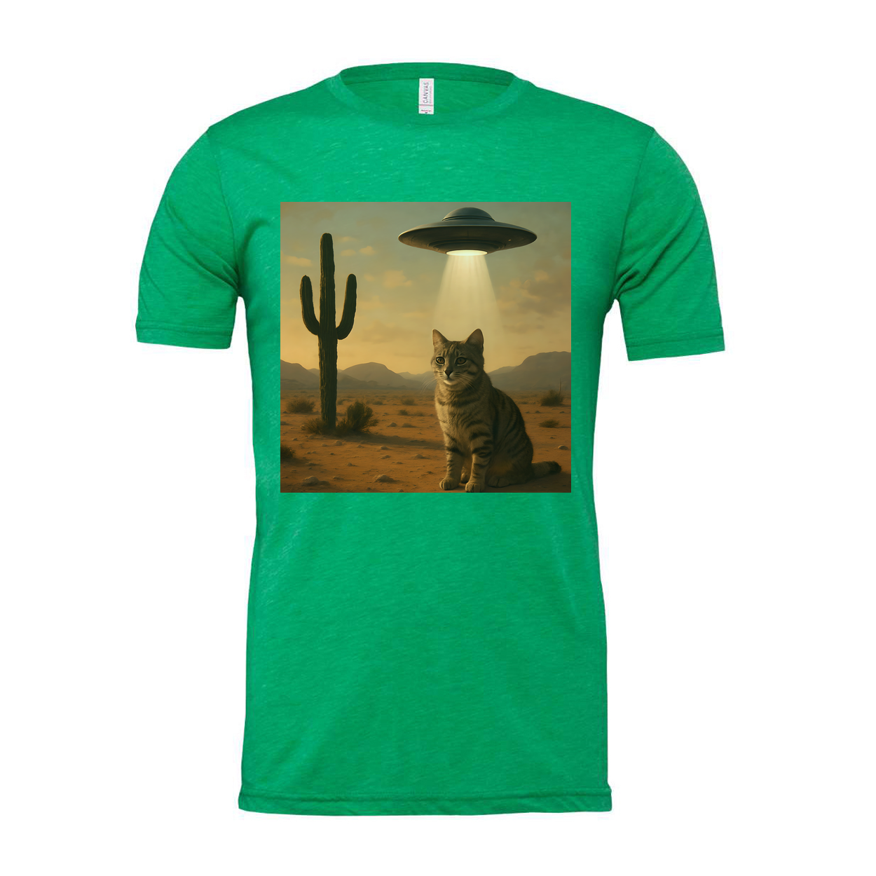 Sifi Cat In Desert With UFO Unisex Tee Graphic Design